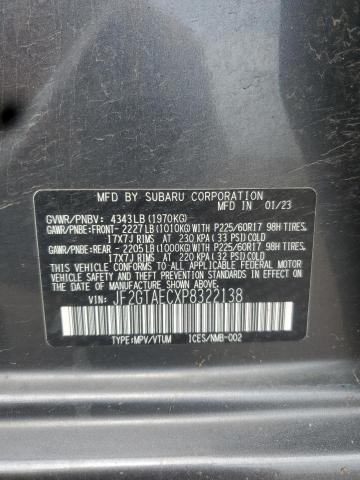 JF2GTAECXP8322138 - 2023 SUBARU CROSSTREK PREMIUM GRAY photo 13