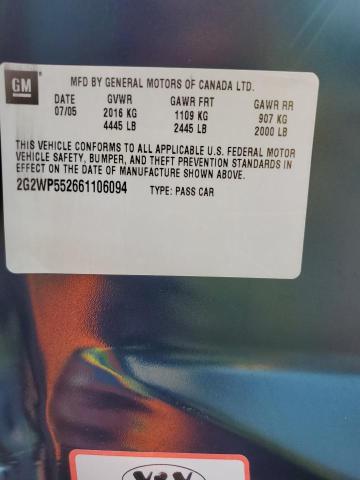 2G2WP552661106094 - 2006 PONTIAC GRAND PRIX 青色 照片 13