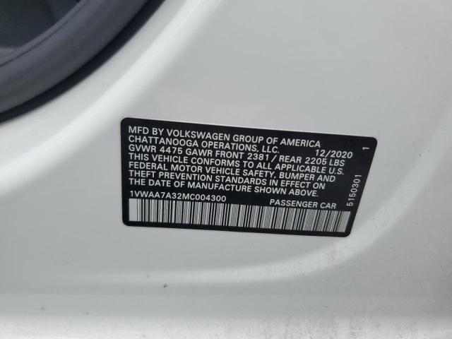 1VWAA7A32MC004300 - 2021 VOLKSWAGEN PASSAT S أبيض صورة 12
