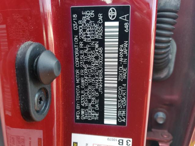 JTNKHMBX8J1002248 - 2018 TOYOTA C-HR XLE 红色 照片 12