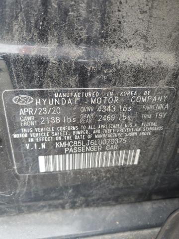 KMHC85LJ6LU070375 - 2020 HYUNDAI IONIQ LIMITED BLACK photo 12