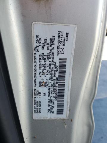 5TESN92NX1Z786060 - 2001 TOYOTA TACOMA XTRACAB PRERUNNER 银色 照片 12