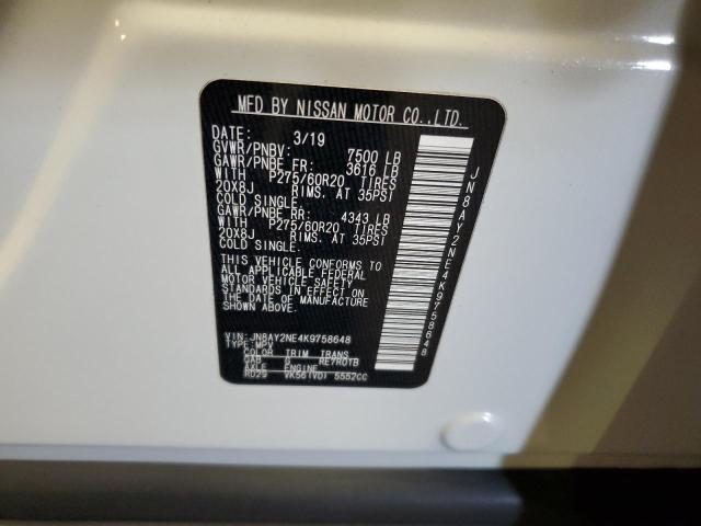 JN8AY2NE4K9758648 - 2019 NISSAN ARMADA PLATINUM Ağ foto 13