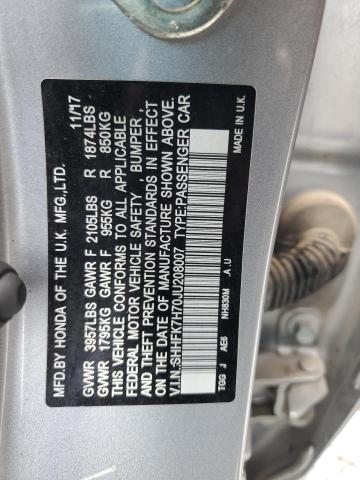 SHHFK7H70JU208007 - 2018 HONDA CIVIC EXL Gümüş foto 12