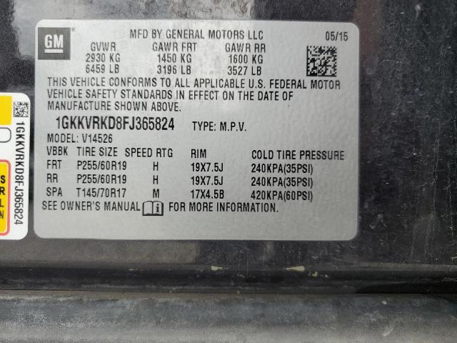 1GKKVRKD8FJ365824 - 2015 GMC ACADIA SLT-1 灰色 照片 13