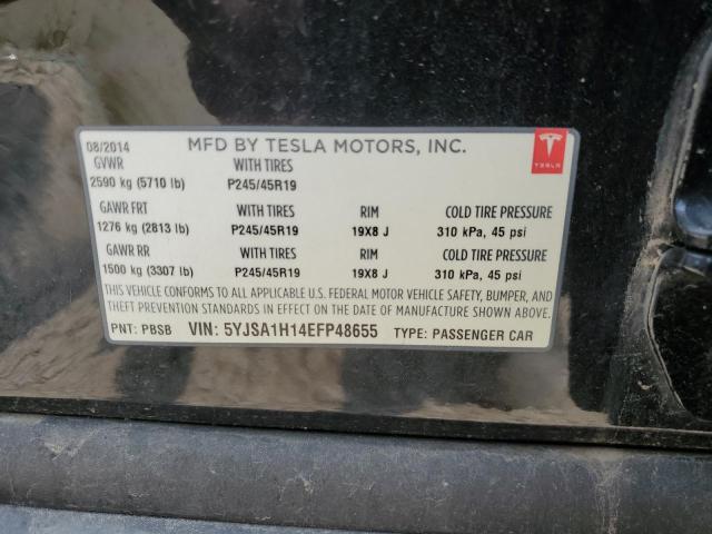 5YJSA1H14EFP48655 - 2014 TESLA MODEL S 黑色 照片 12