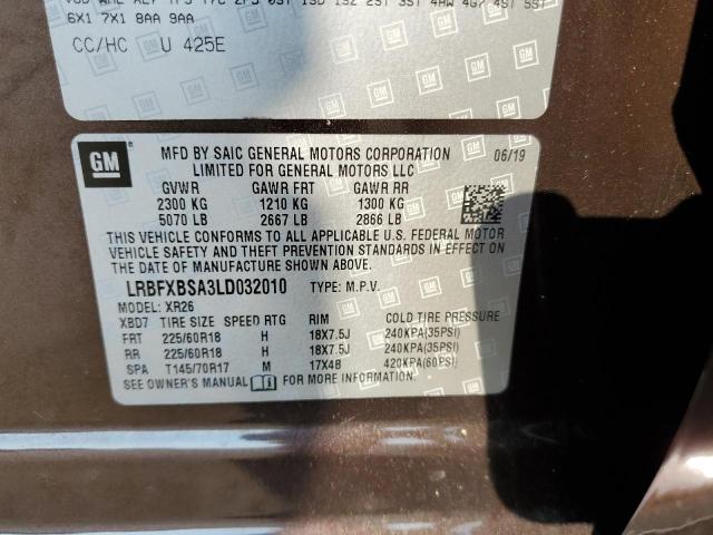 LRBFXBSA3LD032010 - 2020 BUICK ENVISION PREFERRED 棕色 照片 12