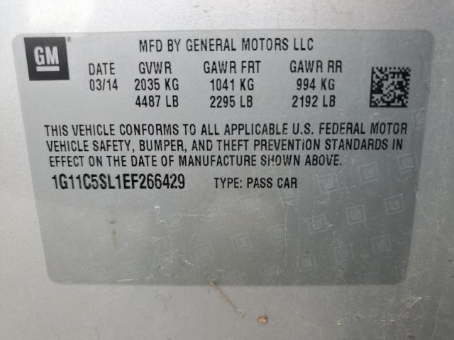 1G11C5SL1EF266429 - 2014 CHEVROLET MALIBU 1LT SILVER photo 12