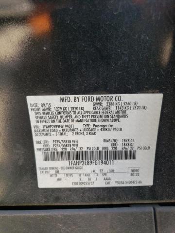 1FAHP2E89FG194011 - 2015 FORD TAURUS SEL CHARCOAL photo 12