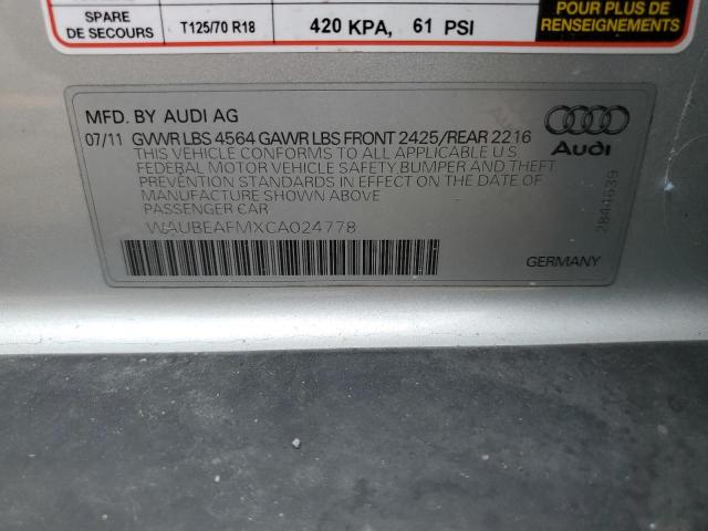 WAUBEAFMXCA024778 - 2012 AUDI A3 PREMIUM SILVER photo 13