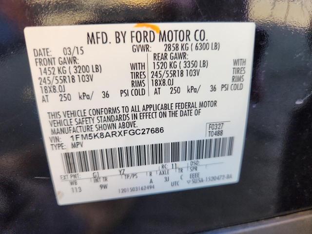 1FM5K8ARXFGC27686 - 2015 FORD EXPLORER POLICE INTERCEPTOR Siyah fotoğraf 13