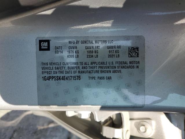 1G4PP5SK4E4171576 - 2014 BUICK VERANO SILVER photo 12