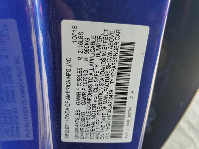 1HGCV1F33JA253459 - 2018 HONDA ACCORD SPORT Blau Foto 12