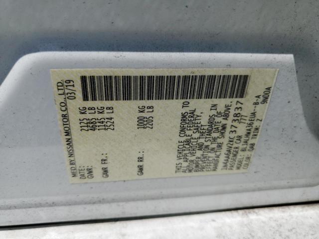 1N4AA6AV2KC373837 - 2019 NISSAN MAXIMA S Weiß Foto 12