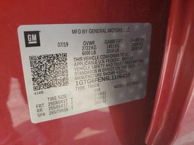 1GTG6FEN6L1106410 - 2020 GMC CANYON ALL TERRAIN RED photo 12