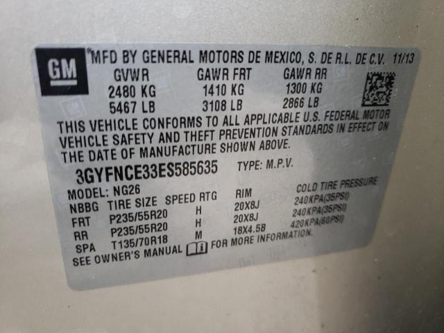 3GYFNCE33ES585635 - 2014 CADILLAC SRX PERFORMANCE COLLECTION Алтын фото 13