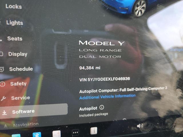 5YJYGDEEXLF046936 - 2020 TESLA MODEL Y BLUE photo 9