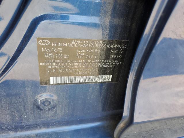 5NPD84LF2JH364765 - 2018 HYUNDAI ELANTRA SEL BLUE photo 12