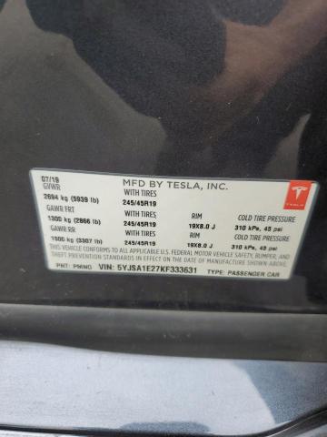 5YJSA1E27KF333631 - 2019 TESLA MODEL S Boz foto 13
