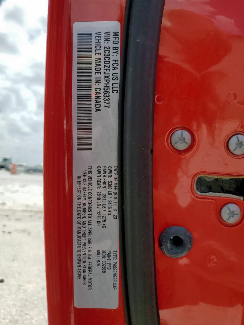 2C3CDZFJXPH563377 - 2023 DODGE CHALLENGER R/T SCAT PACK RED photo 13