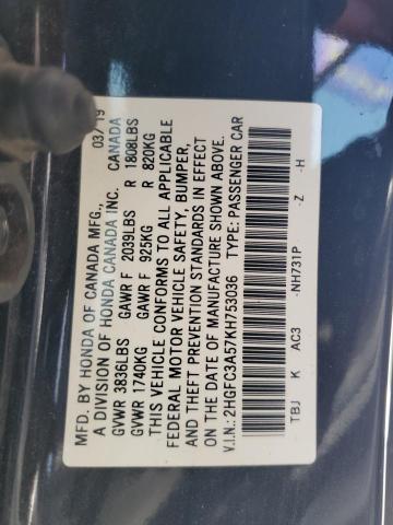 2HGFC3A57KH753036 - 2019 HONDA CIVIC SI Qara foto 12