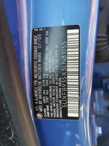 5UXFB935X3LN81055 - 2003 BMW X5 4.6IS BLUE photo 13