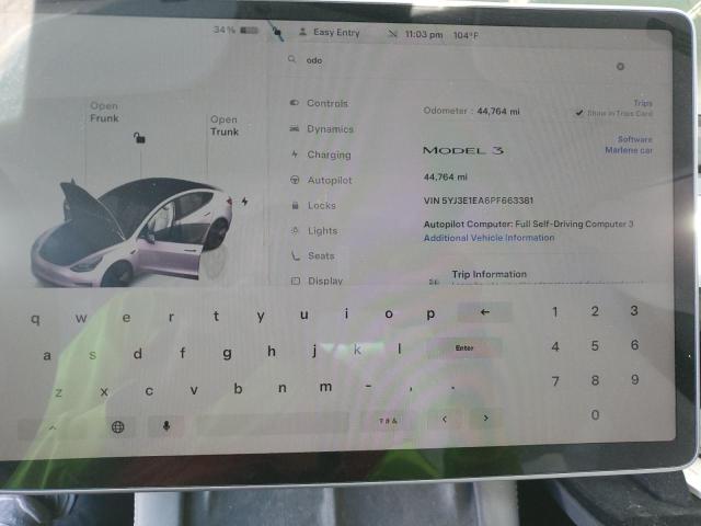 5YJ3E1EA6PF663381 - 2023 TESLA MODEL 3 Սպիտակ լուսանկար 9