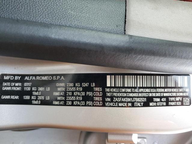 ZASFAKBN1J7B82531 - 2018 ALFA ROMEO STELVIO TI Gümüş foto 13