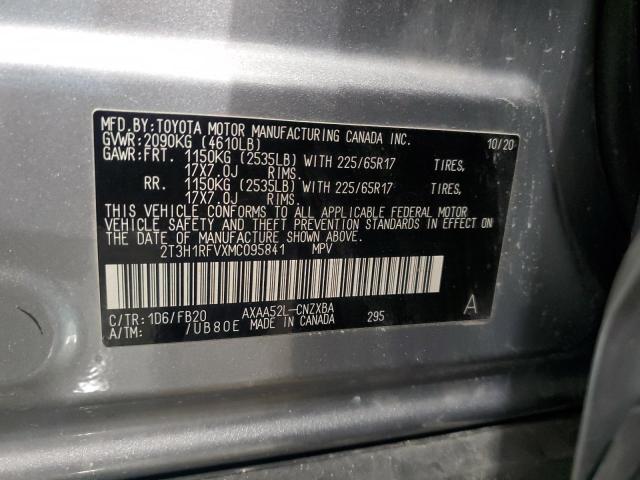 2T3H1RFVXMC095841 - 2021 TOYOTA RAV4 LE SILVER photo 12