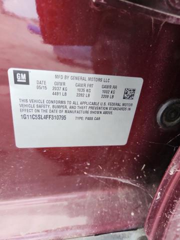 1G11C5SL4FF310795 - 2015 CHEVROLET MALIBU 1LT MAROON photo 12