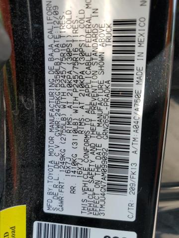 3TMJU4GN7AM099092 - 2010 TOYOTA TACOMA DOUBLE CAB PRERUNNER BLACK photo 13