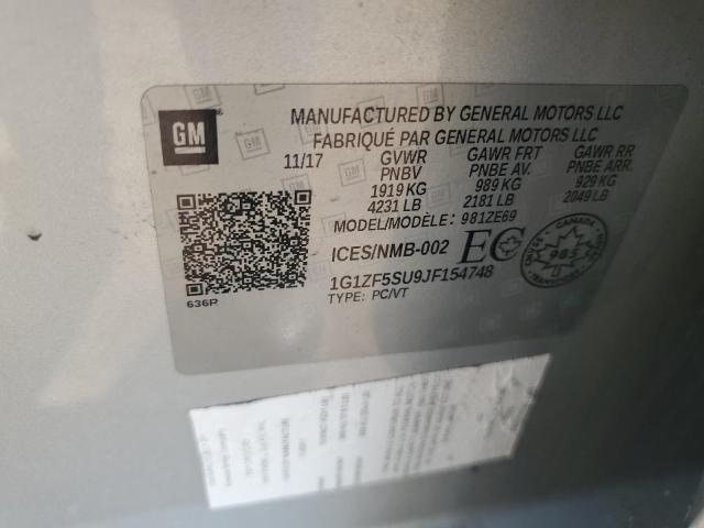 1G1ZF5SU9JF154748 - 2018 CHEVROLET MALIBU HYBRID SILVER photo 12