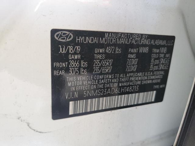 5NMS23AD6LH148213 - 2020 HYUNDAI SANTA FE SE WHITE photo 13