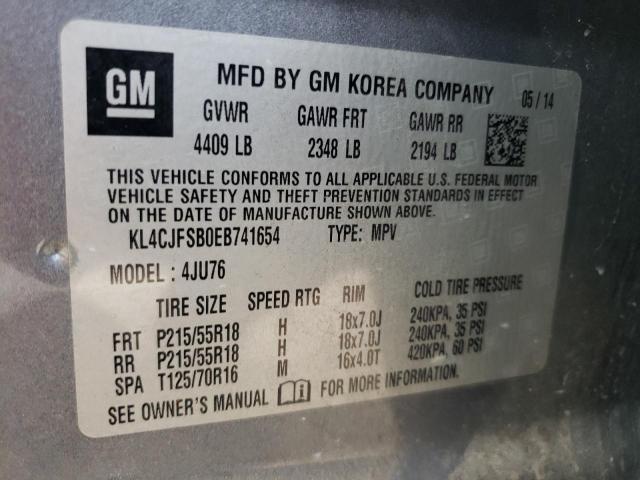 KL4CJFSB0EB741654 - 2014 BUICK ENCORE CONVENIENCE 灰色 照片 13