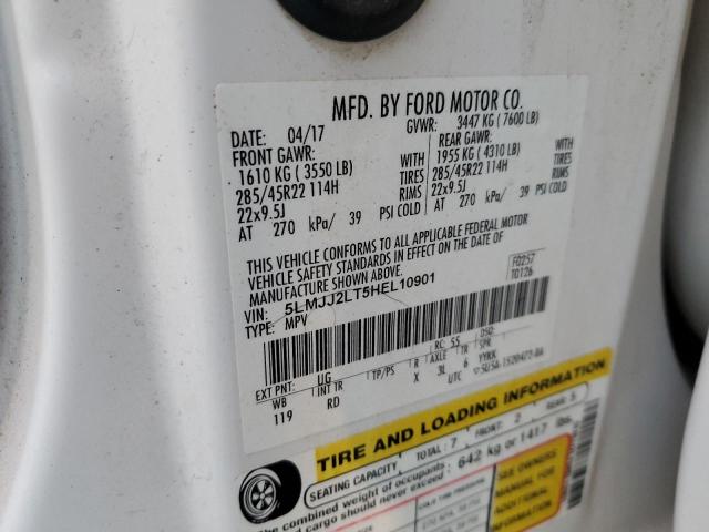 5LMJJ2LT5HEL10901 - 2017 LINCOLN NAVIGATOR RESERVE 白色 照片 10