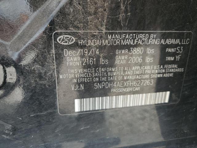 5NPDH4AEXFH627263 - 2015 HYUNDAI ELANTRA SE BLACK photo 12