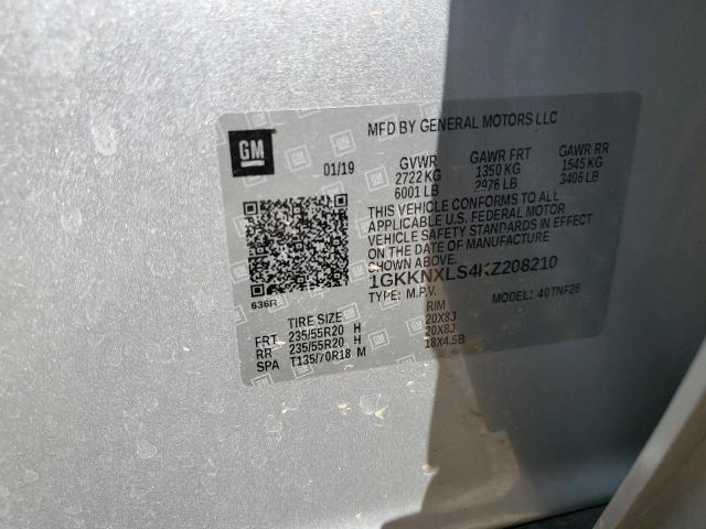 1GKKNXLS4KZ208210 - 2019 GMC ACADIA DENALI ვერცხლისფერი ფოტო 14