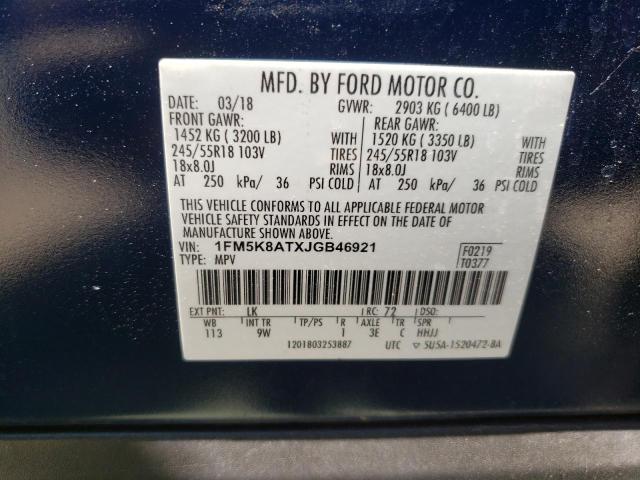 1FM5K8ATXJGB46921 - 2018 FORD EXPLORER POLICE INTERCEPTOR Azul foto 13