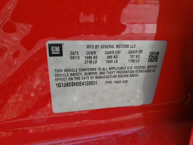 1G1JA5SH5E4120631 - 2014 CHEVROLET SONIC LS 红色 照片 12