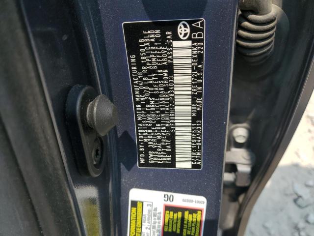 5YFBURHE7JP834033 - 2018 TOYOTA COROLLA L BLUE photo 12