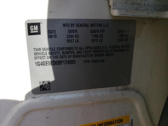 1G4GE5ED6BF174059 - 2011 BUICK LACROSSE CXS 白色 照片 13