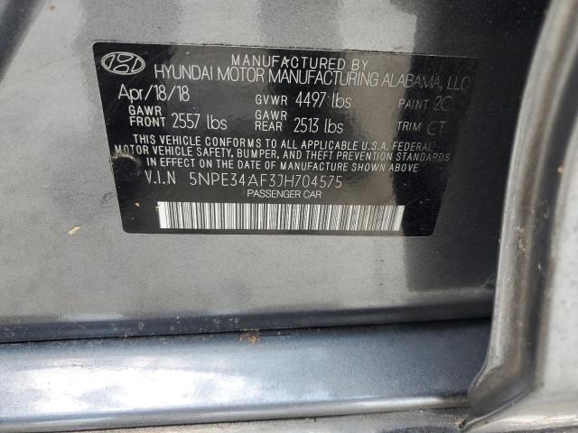 5NPE34AF3JH704575 - 2018 HYUNDAI SONATA SPORT Gris foto 12