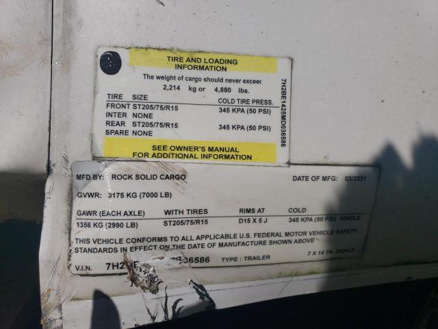 NOVIN64989884 - 2021 ROCK TRAILER WHITE photo 10