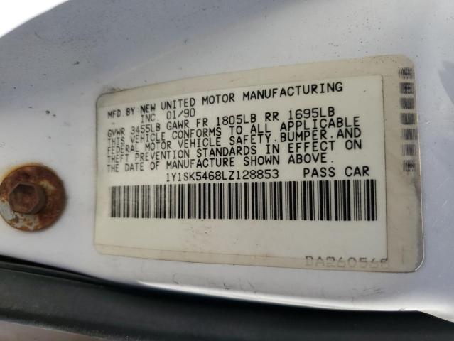 1Y1SK5468LZ128853 - 1990 GEO PRIZM BASE WHITE photo 12