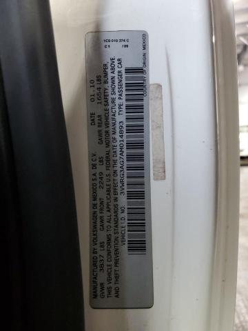 3VWRG3AG7AM014893 - 2010 VOLKSWAGEN NEW BEETLE WHITE photo 12