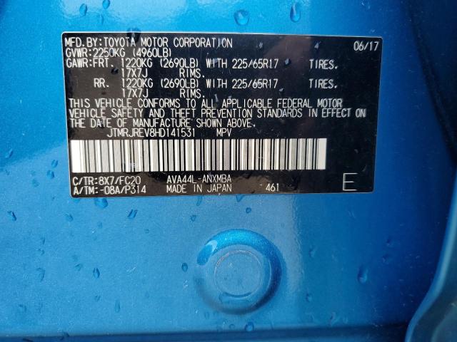 JTMRJREV8HD141531 - 2017 TOYOTA RAV4 HV LE BLUE photo 12