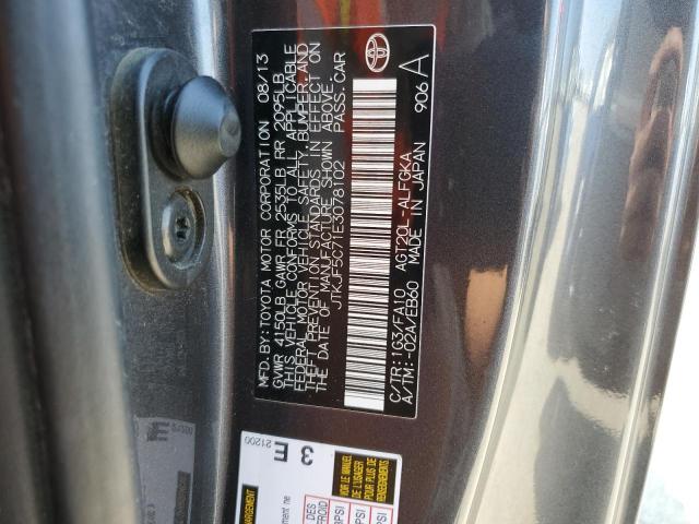 JTKJF5C71E3078102 - 2014 TOYOTA SCION TC GRAY photo 12