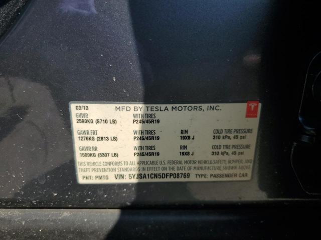 5YJSA1CN5DFP08769 - 2013 TESLA MODEL S 灰色 照片 12
