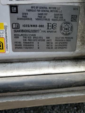 5GAKVBKD6GJ326817 - 2016 BUICK ENCLAVE WHITE photo 13