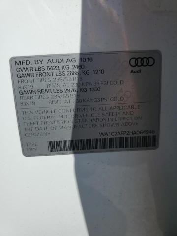 WA1C2AFP2HA064946 - 2017 AUDI Q5 PREMIUM WHITE photo 12